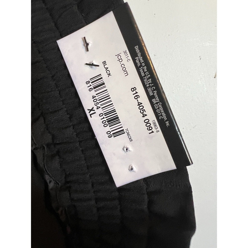 WORTHINGTON‎ WOMENS WIDE LEG CROP SIZE XL PULL ON PLEATED BLACK WORK CAREER - Picture 3 of 7